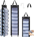 DHSFKBE Legging Organizer Storage, T-Shirt Organizer, Foldable Hanging Closet Organizer, Hanging Clothes Organizer with 16 Roll Compartments for Yoga Clothes, Shirt (Black) by DHSFKBE