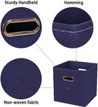 Black Foldable Storage Cubes Bins , Fabric Storage Box Cubes Organizer Baskets with Dual Handles for Home Organizer (Navy Blue) - Image 7