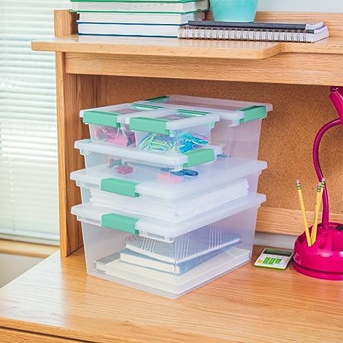 Sterilite Clip Box, Stackable Small Storage Bin with Latching Lid, Plastic Container to Organize Office, Crafts, Clear Base and Lid, Large, 1-Pack | Plastic Container to Organize Office, Crafts, Clear Base and Lid, Large, 1-Pack - Image 5