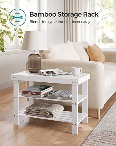 SONGMICS Shoe Rack Bench, 3-Tier Bamboo Entryway Bench, 27.6 Inches Width - Image 7
