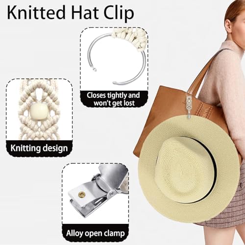 MEIXINZHI 3Pcs Cotton Hat Clips for Travel, Knitting Hat Clip for Bag Backpack Luggage, Beach Vacation Cruise Essentials - Image 3