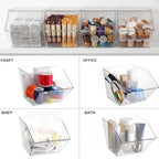 Yerliker 4 Pcs Clear Plastic Storage Bins with Lids Stackable Pantry Storage Organizer Kitchen Cabinet Organizers Ideal Containers for Coffee Pod Tea Sugar Bag Cabinet Home (Extra Large) - Image 6