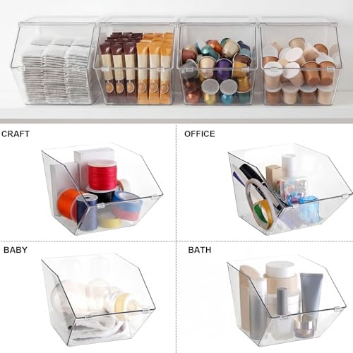 Yerliker 8 Pcs Clear Plastic Storage Bins with Lids Stackable Pantry Storage Organizer Kitchen Cabinet Organizers Ideal Containers for Coffee Pod Tea Sugar Bag Cabinet Home (Extra Large) | Pantry Organizer for Kitchen Cabinet, Ideal for Coffee Pod Tea ... - Image 5