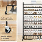 STO STO Expandable Shoe Rack, 10-Tier Metal Tall Shoe Rack for Garage, Up to 44 Pairs Adjustable Shoe Rack Storage for Front Door Entrance, Free Standing Shoe Rack Organizer for Entryway, Black - Image 6
