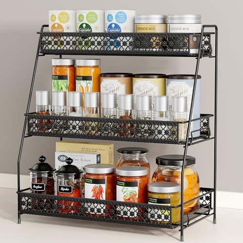 Vintage 3 Tier Spice Rack Organizer for Kitchen Counter by Silub