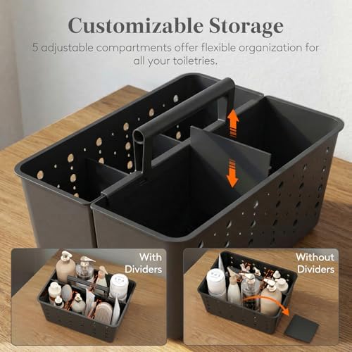 Lifewit Portable Shower Caddy, Plastic Basket Organizer, 2 Pack, Black - Image 3