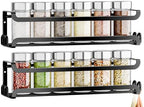 LUCYCAZ 2 Pack Wall Mounted Spice Rack for Spice Jars & Seasonings (Black) by LUCYCAZ