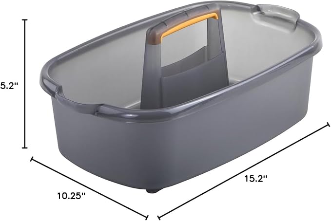 Casabella Plastic Bucket, Gray and Orange, 1.85 Gallon | Storage Caddy | With Handle | Pack of 6 - Image 6