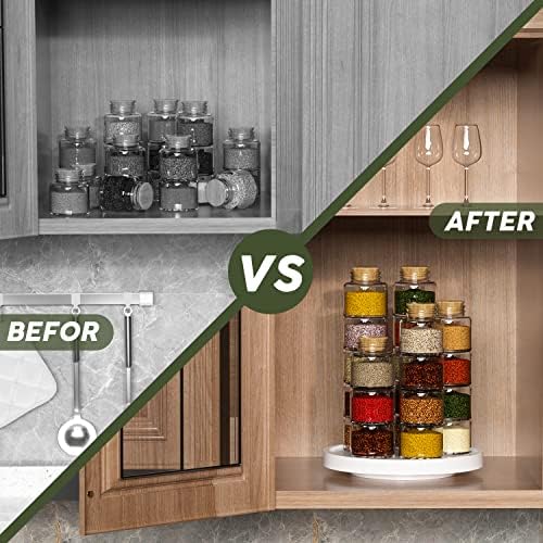 Turntable Vanity Tray, 9 Inch Bamboo Kitchen Sink Countertop Organizer - Image 4