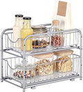 SONGMICS 2-Tier Pull Out Cabinet Organizers, Under Sink Organizer, Bathroom Organizer and Storage, Sliding Basket Drawers, Stackable for Kitchen, Bathroom, Metallic Silver UKCS017E01 by Unknown