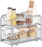 SONGMICS 2-Tier Pull Out Cabinet Organizers, Under Sink Organizer, Bathroom Organizer and Storage, Sliding Basket Drawers, Stackable for Kitchen, Bathroom, Metallic Silver UKCS017E01 by Unknown