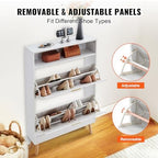 VEVOR Shoe Storage Cabinet for Entryway, 31.5" D x 9.4" W x 47.3" H, White - Image 6