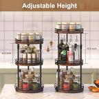 Across-Star Lazy-Susan-Organizer-Spice-Rack, 3-Tier Rotating Spice Organizer For Cabinet Pantry, Seasoning Holder Shelf With Adjustable Height, Kitchen Counter Shelf Countertop Organzier - Image 3
