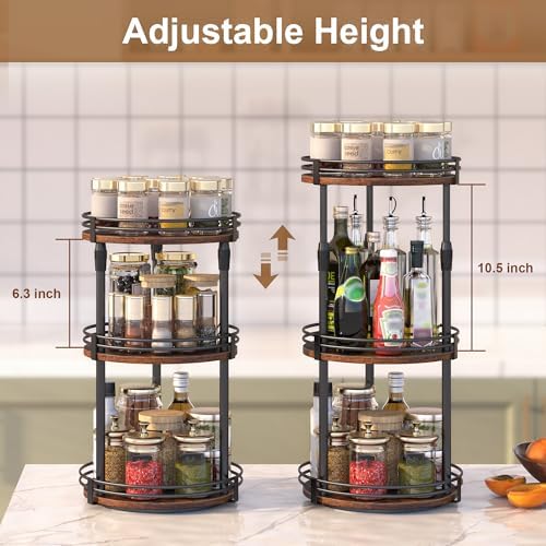 Across-Star Lazy-Susan-Organizer-Spice-Rack, 3-Tier Rotating Spice Organizer For Cabinet Pantry, Seasoning Holder Shelf With Adjustable Height, Kitchen Counter Shelf Countertop Organzier - Image 3