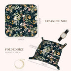 PU Leather Jewelry Valet Tray, Portable Catchall Tray for Keys, Wallet, Watch, Travel Organizer for Nightstand Desk Entryway Home Decor Gift for Women Men Exquisite Flowers - Image 5