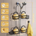 DAOYA Shower Caddy Hanging - Shower Caddy for Handheld Shower Heads with Soap holder, Toothbrush Holder & Suction Hook, Universal 0.82-inch Fit with Non-Slip Rubber Pad, Black - Image 3