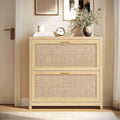VASAGLE Boho Shoe Storage Cabinet, Slim, Rattan-Look Flip Drawers by Unknown