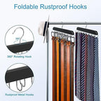 Belt Hanger for Closet, Sturdy Wood Belt Rack Closet Accessories with 14 Hooks Belt Organizer for Closet Organizers and Storage Max 42 Belts-Black 2 Pack - Image 4