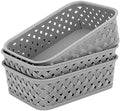 MaxGear 3 Pack Plastic Storage Baskets, Small, Grey by MaxGear