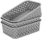 MaxGear 3 Pack Plastic Storage Baskets, Small, Grey by MaxGear