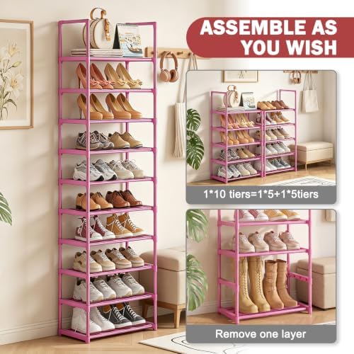 OYREL Metal Shoe Rack,Sturdy Stackable Shoes Organizer - Image 4