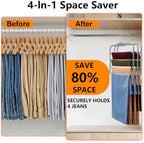 Velvet Pants Hangers Space Saving, 4 Pack Non Slip Closet Organizer | Reinforced Plastic Hangers For Jeans, Leggings And Scarves, Perfect For Apartments, Dorm Rooms, Small Closets And RV Storage - Image 2