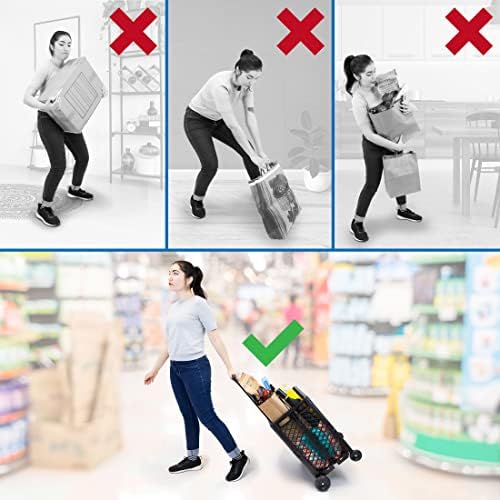 Mount-It! Mesh Rolling Utility Cart, Folding and Collapsible Hand Crate on Wheels, 55 Lbs Capacity Portable Handcart for Groceries, Office, Teacher, and Travel Use - Image 2