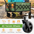 Blomoba 35" Extra Long Folding Wagon with Adjustable Handle & Wheels, Green - Image 6