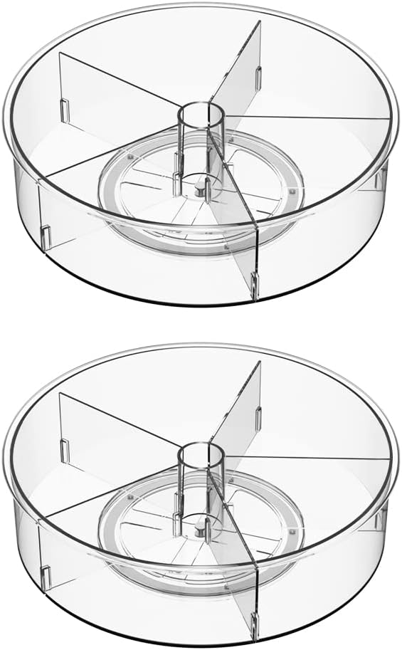 SANNO Round Lazy Susan Rotating Turntable Storage Container Rotating Organizer Spinning Organizer Bins for Kitchen Cabinet, Pantry, Refrigerator, Countertop,Set of 2 by SANNO