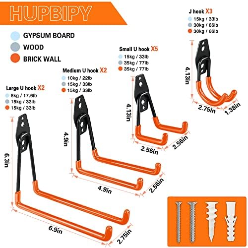 HUPBIPY 12 Pack Garage Hooks Heavy Duty, Wall Mount Ladder Hooks - Image 2