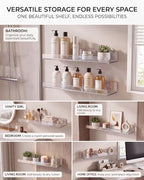 Clear Acrylic Bathroom Shelf Wall Mounted Floating Organizer with Front Lip - Image 6