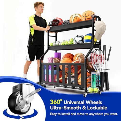 Sports Equipment Organizer, Large Capacity Garage Ball Storage Rack - Image 2