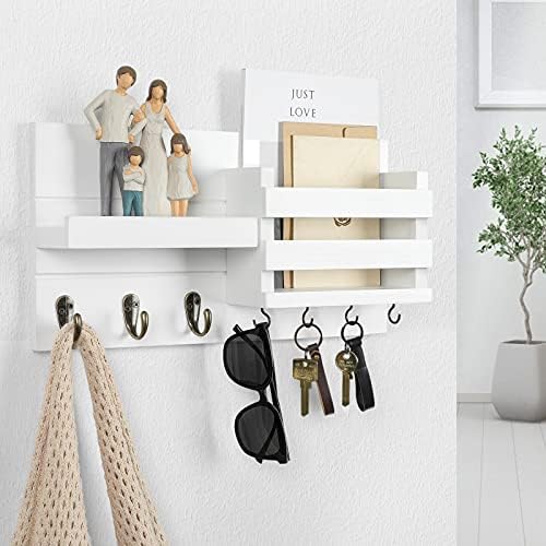 Lwenki Mail Organizer for Wall Mount – Key Holder with Shelf Includes Letter Holder and Hooks for Coats, Dog Leashes – Rustic Wood with Flush Mounting Hardware (16.5” x 8.7” x 3.5”) - Image 6