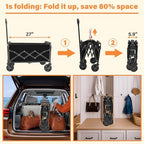 Wagons Carts Foldable,360lbs Collapsible Wagon with Wheels, Foldable Wagon - Image 3