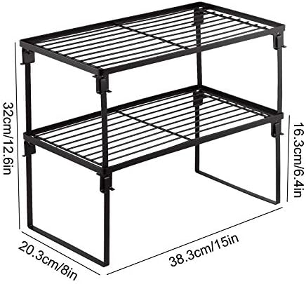 Tomorotec 2-Pack Stackable Kitchen Storage Shelf Rack Metal Cabinet Shelves - Image 7