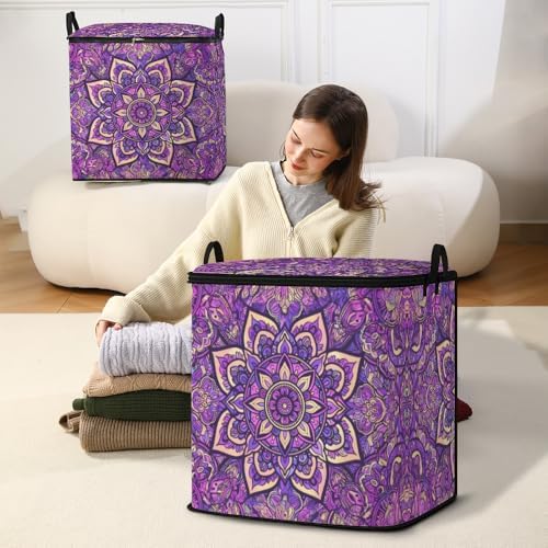 2pcs closet organizers and storage under bed,clothing blanket sweater sheet bedding comforter duvet quilt pillow toy storage bags with lids,dorm room essentials for containers 95L - Image 5