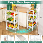 Vivihomety 4-Tier Laundry Utility Rolling Storage Cart with Wheels, Metal - Image 7