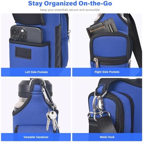 icolor Magnetic Gym Bag Water Bottle Carrier Holder with Phone Pockets & Shoulder Strap,Gym Magnetic Bag 5 Built-in Magnets Gym Accessories Organizer Sling Bottle Bag Pouch Sleeve - Image 4