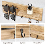 Key Holder for Wall, Decorative Entryway Shelf with Hooks Holds Keys, Dog Leash, Sunglasses – Key Hanger with 3 Hooks Organizes, Enhances Home Decor (15” x 4.5” x 2.6”) (Wood) - Image 3