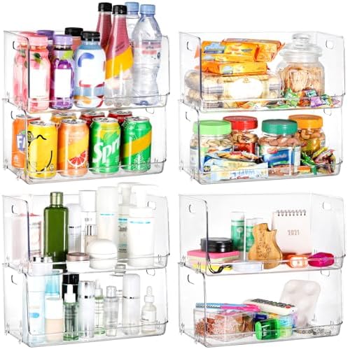 Nicunom 2 Pack Stackable Plastic Storage Bins Open Front, Clear Pantry Organizer Bin Household Food Storage Bin for Kitchen Countertops Cabinet Shelf - Image 5