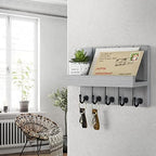 Rebee Vision Key Holder Wall Mount with Shelf, Hooks for Home Decor, Gray - Image 2