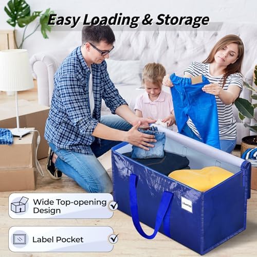 ukeetap 8 Pack Extra Large Clothes Storage Bins with Lids, Moving Bags,Blue | Storage Bags with Reinforced Handles & Heavy-Duty Zippers, Moving Boxes Totes for Clothes Packing, Dorms, College Supplies - Image 5