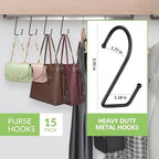 15 Pack Purse Hanger for Closet, Super Sturdy Purse Hooks, Hanging Backpack Bag Holder, Closet Organizers and Storage, Black - Image 2