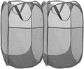 BATTOO Deluxe Strong Mesh Pop up Laundry Hamper Basket with Side Pocket for Laundry Room, Bathroom, Kids Room, College Dorm or Travel 2 x Grey by BATTOO