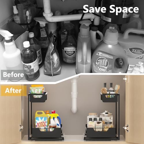 Ceetug Under Kitchen Sink Organizers and Storage, Black, 2 Pack - Image 4