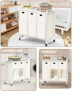Laundry Hamper 3 Section,Laundry Basket with Wheels,3×15.8 Gal (60L) White - Image 7