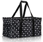 Extra Large Utility Tote Bag - Oversized Collapsible Reusable Wire Frame Rectangular Canvas Basket With Two Exterior Pockets For Beach, Pool, Laundry, Car Trunk, Storage - Dog Paw by Lucazzi