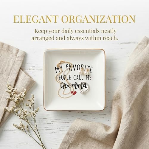 Gramma Gifts Jewelry Dish Tray, Best Grandma Mother's Day Birthday Gifts from Grandkids Ceramic Jewelry Tray for Rings Earring Bracelet Necklace, Grandmother Gift Trinket Dish for Women - Image 4