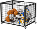 Sports Ball Storage Cart, Lockable Ball Cart with Double Lid,Ball Rack with Wheels,Rolling Sports Ball Storage Cart is Suitable for Gyms, Schools, Clubs, Indoor and Outdoor Basketball Storage by Weareblasincgridpanelwall