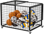 Sports Ball Storage Cart, Lockable Ball Cart with Double Lid,Ball Rack with Wheels,Rolling Sports Ball Storage Cart is Suitable for Gyms, Schools, Clubs, Indoor and Outdoor Basketball Storage by Weareblasincgridpanelwall